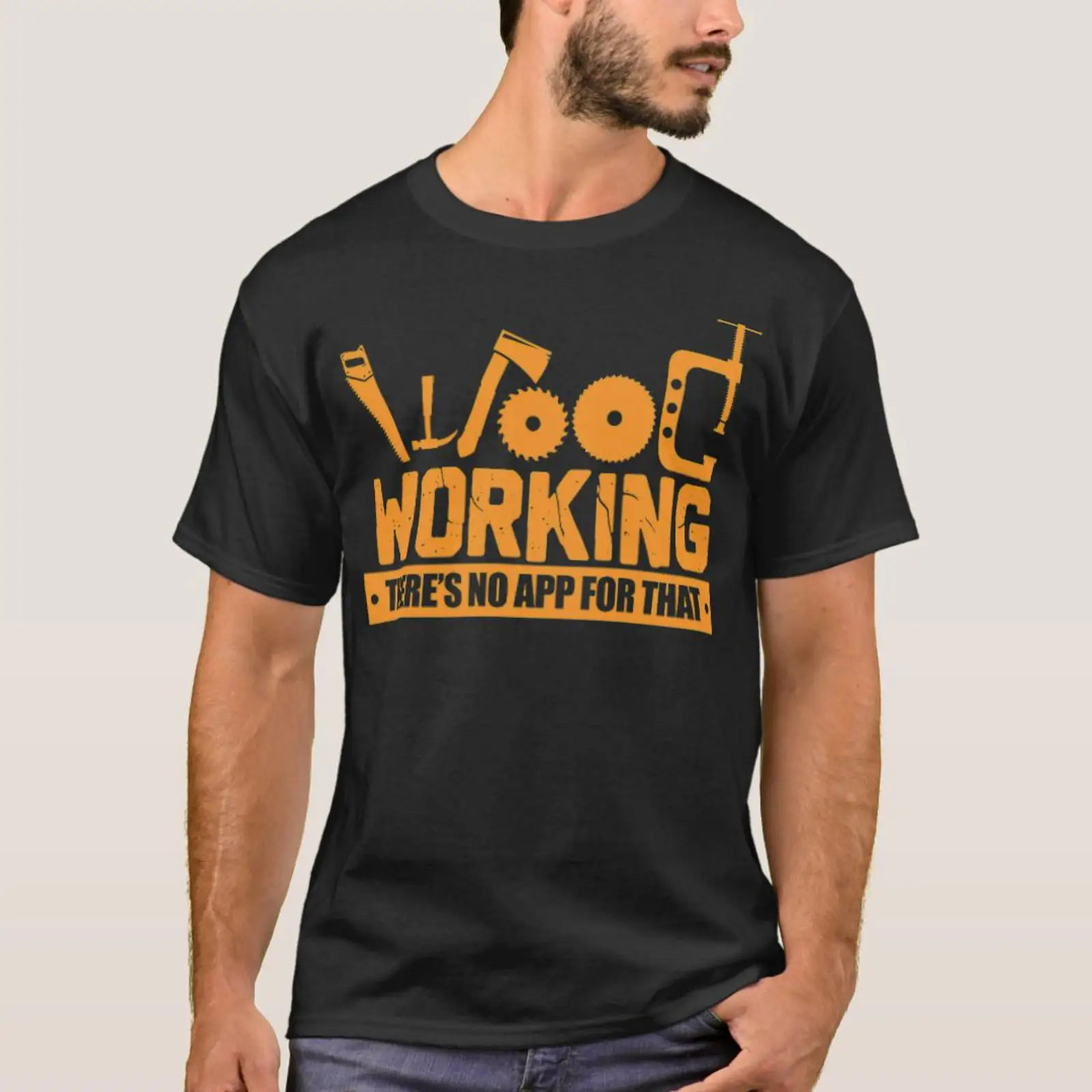 Woodworking Design App Free - T-shirt vintage pour homme, style décontracté,